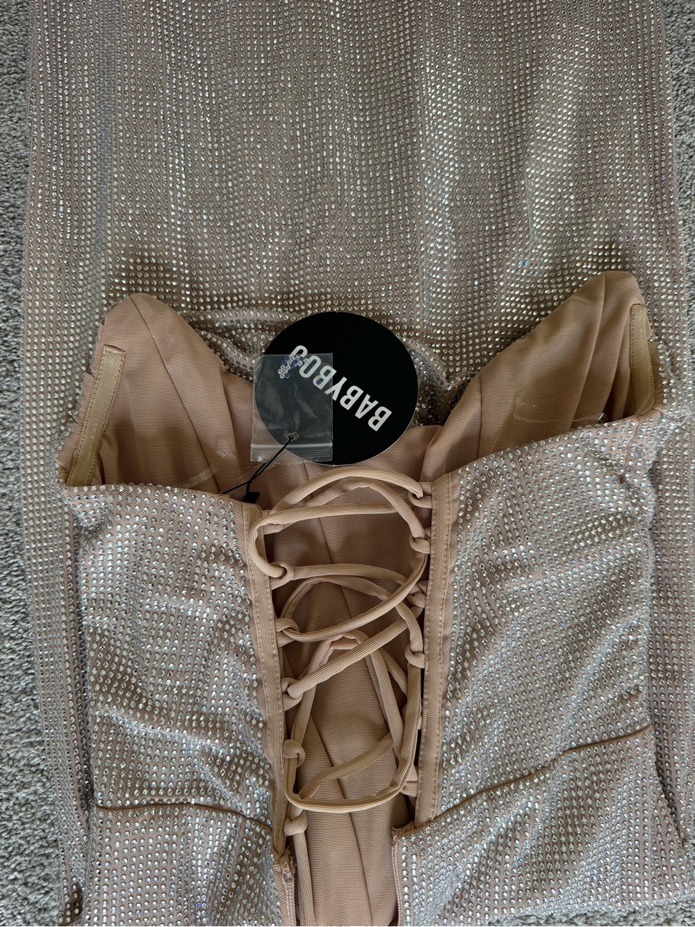 Strapless Sparkle Evening Gown in Champagne - Picture 5 of 5
